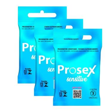 Imagem de Kit 3 Preservativo Prosex Sensitive Lubrificado 3 Unidades
