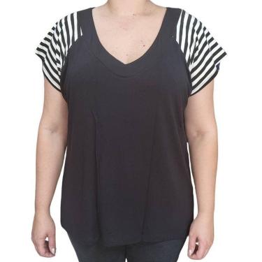 Imagem de Blusa Feminina MC Raglan Listras Plus Size Rodher-Feminino