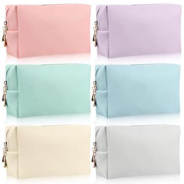 Imagem de Bolsa de maquiagem Jexine Preppy Leather Zipper resistente à água x6
