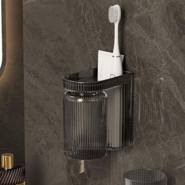 Imagem de Cffuvros Porta da Escova de Dentes, Parede de Escova de Dentes Montada para Banheiro, Sem Necessidade de Perfurar Orifícios, Design Anti -Deslizamento, Estável e Firme (Preto)