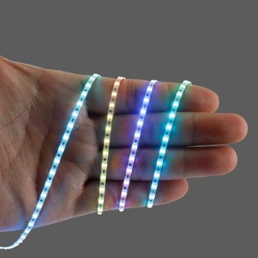 Imagem de Xnbada Faixa de LED ultra estreita WS2812B WS2812 de 2,7 mm, 160 LEDs/m, fita de luz inteligente flexível de cor dos sonhos endereçável individualmente para quarto, cozinha, palco, retroiluminação de