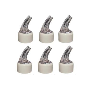 Imagem de Conjunto de 6 Bicos Dosadores para Azeite e Vinagre, 30mm, Compatível com Garrafas Gargalo Estreito,Branco