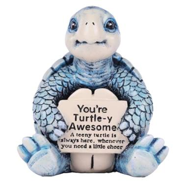 Imagem de Presentes de tartaruga positiva de resina de 11,4 cm para amantes de animais, mulheres - Decoração inspiradora para casa/mesa, presentes de aniversário/professor - Estátua exclusiva à prova de choque