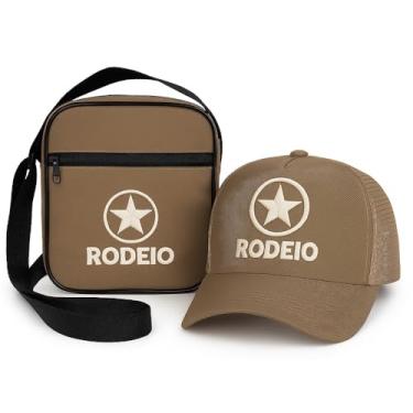 Imagem de Kit Boné e Shoulder Bag Rodeio Country – Acessórios Masculinos, Aba Curva, Tela Mesh e Regulagem Traseira
