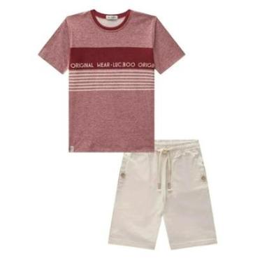Imagem de Luc Boo Conjunto Camiseta Malha e Bermuda Sarja Caribe Vermelho-Masculino