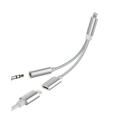 Imagem de Adaptador de fone de ouvido para iPhone para conector auxiliar Apple (2 em 1) Lightning de áudio para carregador de 3,5 mm, cabo dongle, divisor de cabo, adaptador de carro para iPad, conversor de