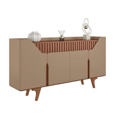 Imagem de Aparador Buffet Danubio 4 Portas 2 Gavetas Pé Madeira Maciça Fendi/freijo