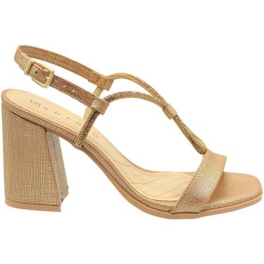 Imagem de Sandália Salto Bloco Alto Ramarim Tira Strass Feminina