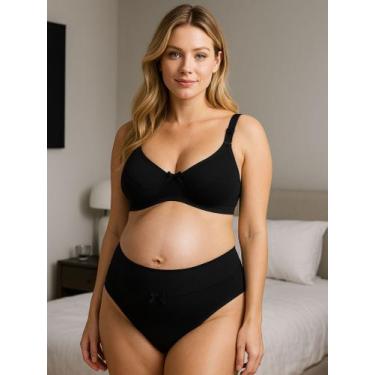 Imagem de Conjunto de Pós Parto Sutiã com Clique de Amamentação e Calcinha Cós A