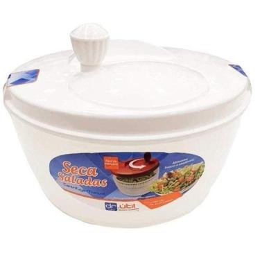 Imagem de Seca Salada Centrifuga Com Manivela De Plástico Branco