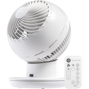 Imagem de Iris Ohyama USA WOOZOO Ventilador com controle remoto, ventilador oscilante, ventilador de mesa, circulador de ar de mesa, ventilador globo, 8 velocidades, distância máxima de ar de 25 m, motor CC de