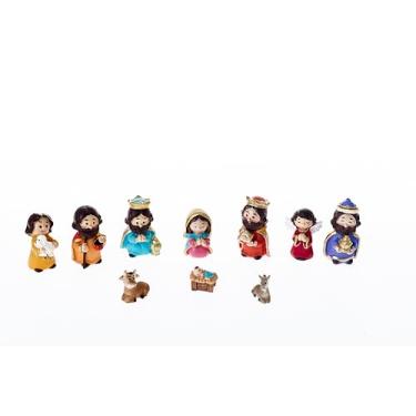 Imagem de WHLHMK Decoração de mesa de presépio de resina (colorida)