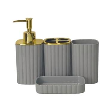 Imagem de Kit Lavabo Luxo - Conjunto Completo Para Pia De Banheiro, Design Refinado E Acabamento ImpecáVel(Kit4 listras quadradas Cinza)