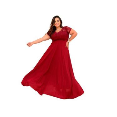 Imagem de Vestido Longo de Festa Plus Size - Glamoor Festa, Marsala, G1
