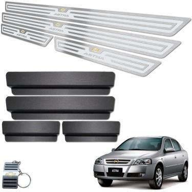 Imagem de Soleira Aço Inox Chevrolet Astra Prata Alto Relevo 4 Portas