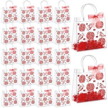 Imagem de AmazingSpark Conjunto de 20 sacos de presente de PVC transparente com alças, sacos reutilizáveis para lembrancinhas de festa com fita de ráfia, saco de presente de plástico transparente para