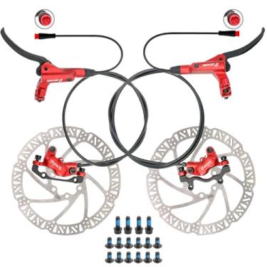 Imagem de JFOYH Zoom HB876E Conjunto de freio a disco hidráulico eBike de 4 pistões, sistema de desligamento com conectores de 2/3 pinos, alavancas e pinças pré-moldadas, rotores de 160 mm, kit de mangueira