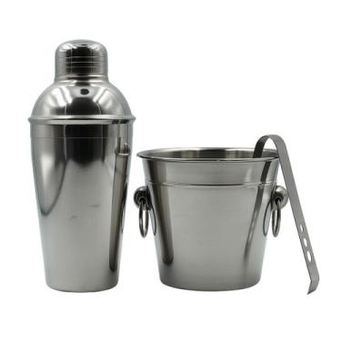 Imagem de Kit Coqueteleira Resistente Inox 3 Peças Bartender - Art house