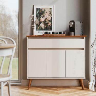 Imagem de Aparador Sala De Estar Retrô Balcão Buffet Com Gaveta E 3 Portas Armár