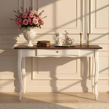 Imagem de Aparador para Sala com Pés Luiz XV e 1 Gaveta - Nude Laca com tampo Ca