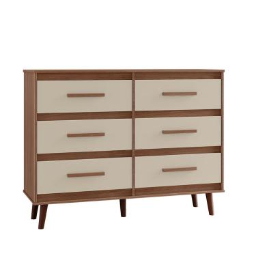 Imagem de Cômoda Pé Palito Para Quarto 6 Gavetas Lima Savana - Off White