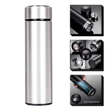 Imagem de Garrafa Térmica Inteligente Aço Inox Mostrador De Temp 500Ml