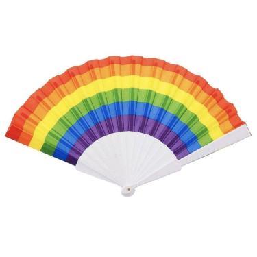 Imagem de Leque Grande Colorido Arco Íris Lgbt Carnaval Decoração