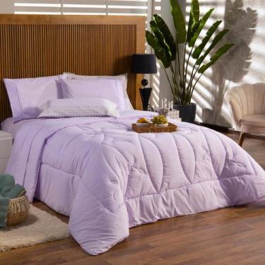 Imagem de Kit Edredom CASAL PADRÃO 03 Peças Liso Florença Guipir Dupla Face com 