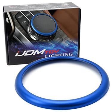 Imagem de iJDMTOY 1 anel de decoração de alumínio azul compatível com BMW 1 2 3 4 5 6 7 Series X3 X4 X5 X6 console central iDrive controlador de multimídia Turner (serve para todos os códigos de chassi Fxx)