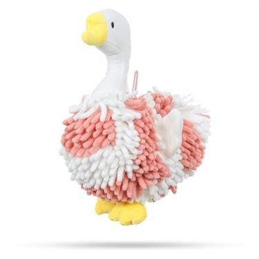 Imagem de Adorável toalha de mão em forma de cisne com laço para pendurar, toalha com tema animal de banheiro para crianças, toalha de mão de microfibra super absorvente, perfeita para cozinha, banheiro e áreas