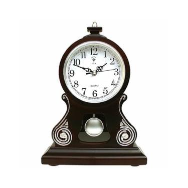 Imagem de Relógio de mesa retrô relógio de mesa pêndulo silencioso grande relógio de mesa vintage quarto cabeceira relógio de mesa sala de estar ideias de presente relógio de mesa (preto)