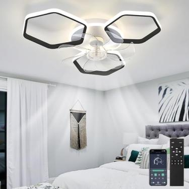 Imagem de Ventilador de teto moderno LED para quarto com controle remoto, função de memória regulável, motor DC reversível silencioso, temporizador de 6 velocidades e lâmpadas para sala de estar e sal