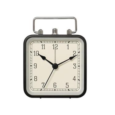Imagem de hezhuhe2258 Despertador digital vintage metal luz noturna despertador para quarto estudante relógio silencioso mesa relógio de hora estudante relógio de hora para pessoas com sono pesado (preto)