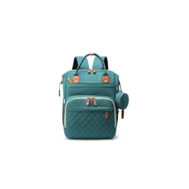 Imagem de Mochila de fraldas de maternidade verde de grande capacidade - Lightbe
