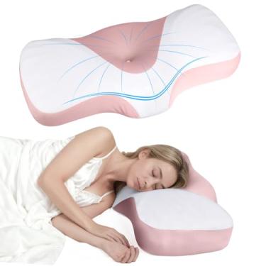 Imagem de Travesseiro de espuma de memória, travesseiro de pescoço cervical, almofadas ergonômicas de suporte de pescoço para pescoço e ombro, travesseiro ortopédico de contorno para dormir, costas e estômago