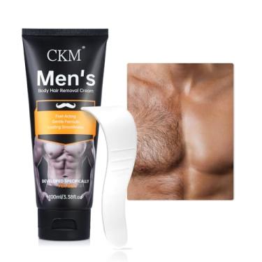 Imagem de CKM Creme de depilação para homens, creme depilatório para cabelos masculinos indesejados, gel indolor para remoção de pelos adequado para todos os tipos de pele, feito para homens, 10 ml com espátula