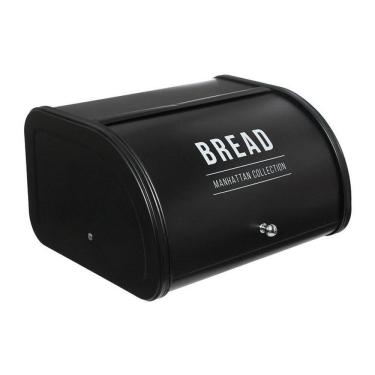 Imagem de Porta Pão Com Puxador Metal 30cm Estilo Baú Retrô  - Preto - 13 Litros