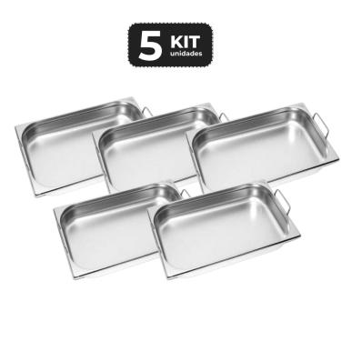 Imagem de Kit 5 Cuba Com Alca Inox 1/1 Gn 65 Para Buffet