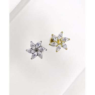 Imagem de Piercing Labret com Catavento de Zircônias em Titânio - Joia para Perf