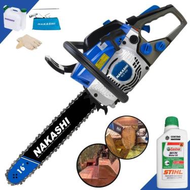 Imagem de Motosserra Profissional Nakashi NSC-400 À Gasolina Motor 2T 40 Cilindradas Profissional Com Sabre 16 Polegadas e Corrente 28 Dentes + ÓLEO STIHL 2T