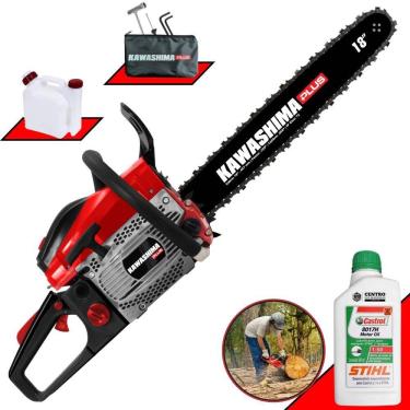 Imagem de Motosserra Profissional Kawashima KCS 500P À Gasolina 2T 49,3cc Sabre 18 Polegadas Com Sistema Antivibração e Carcaça de Magnésio + ÓLEO STIHL 2T