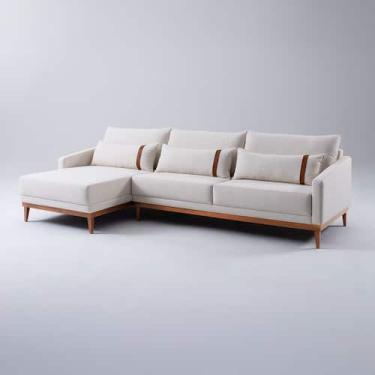 Imagem de Sofá Living Fixo com Chaise Esquerdo 4 Lugares 280cm Lisboa com Almofa