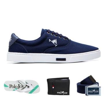 Imagem de Sapatênis Casual Kit com Chinelo Carteira Cinto Dia a Dia - Polo Joy, 