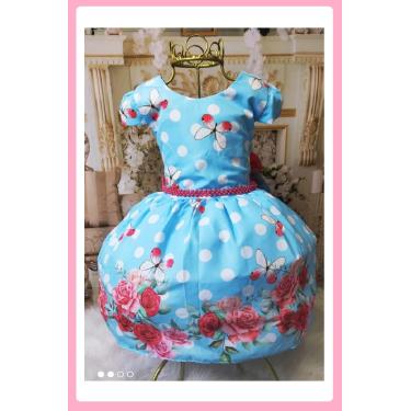 Imagem de Vestido Infantil Festa Pérola Primavera / Floral Azul