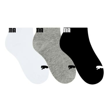 Imagem de Kit 3 Pares de Meia Puma Sapatilha Invisível Infantil - Branco, Preto e Mescla