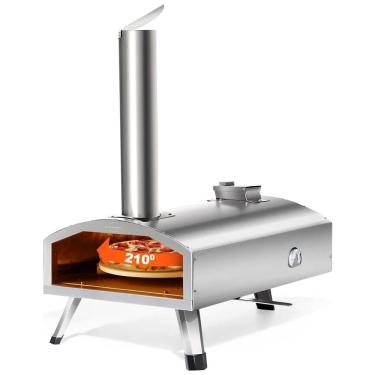 Imagem de Forno de Pizza Portátil a Lenha para Área Externa com Pedra Giratória para Pizza, PolarcoForgeco, Prata
