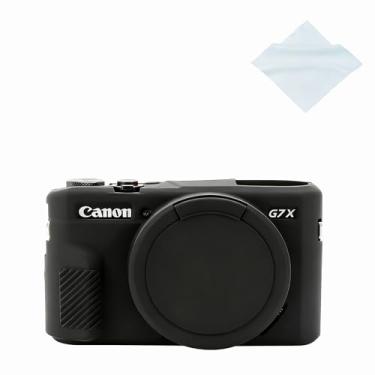 Imagem de Yisau Capa para câmera G7X Mark II, capa de silicone removível G7X para Canon PowerShot G7X ii, acessórios G7X, capa de silicone macio de borracha leve - preto glamoroso