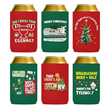 Imagem de Mangas térmicas para latas de Natal - Decorações de festa de Natal para festas de férias de cerveja e volume aconchegante, manga engraçada de neoprene para refrigerante para presentes de férias de