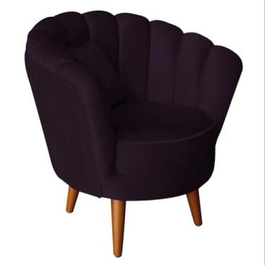 Imagem de Poltrona Decorativa Pétalas de Flor, Veludo, Design Clássico, Pés Palito, para Sala de Estar, Recepção e Quarto, (Roxo)
