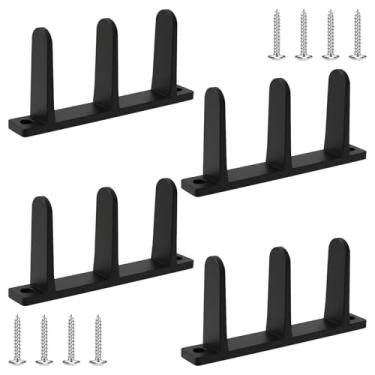 Imagem de Lnngub Pacote com 4 guias de piso de porta de armário de tapume, guias de porta de armário para portas deslizantes universais ABS guia inferior com 8 parafusos adequados para portas de 3,5 cm de